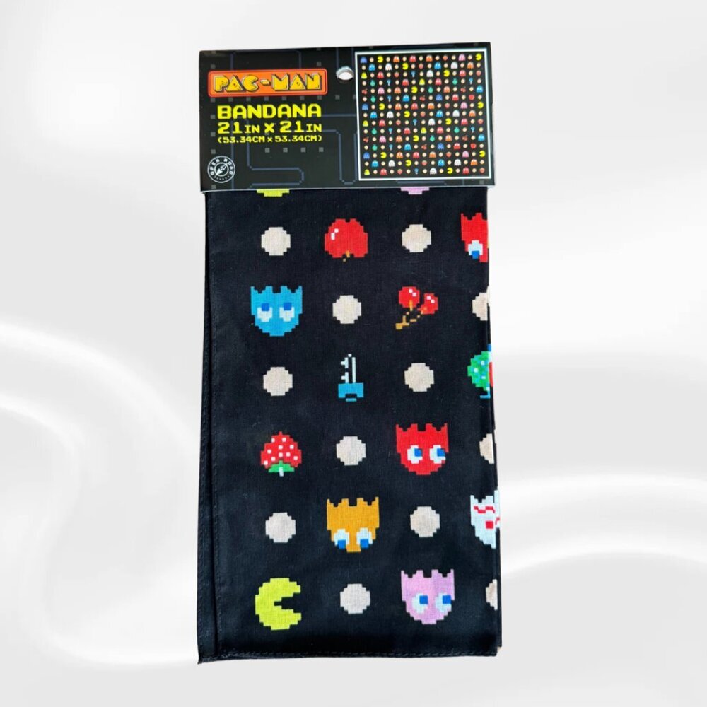 Pac-Man Retro Gamer Bandana | 100% Cotton Wearable Art | 21x21in